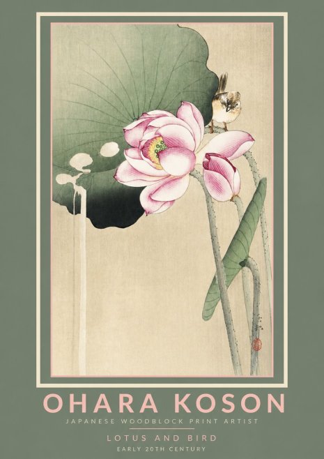 Ohara Koson Lotus and Bird No2 - Plakát