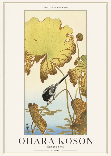 Ohara Koson Bird and Lotus No1 - Plakát