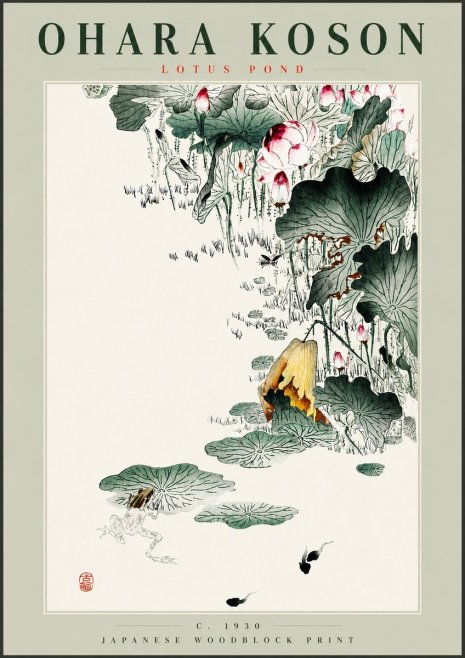 Ohara Koson Lotus Pond No4 - Plakát