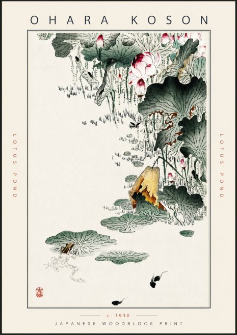 Ohara Koson Lotus Pond No5 - Plakát