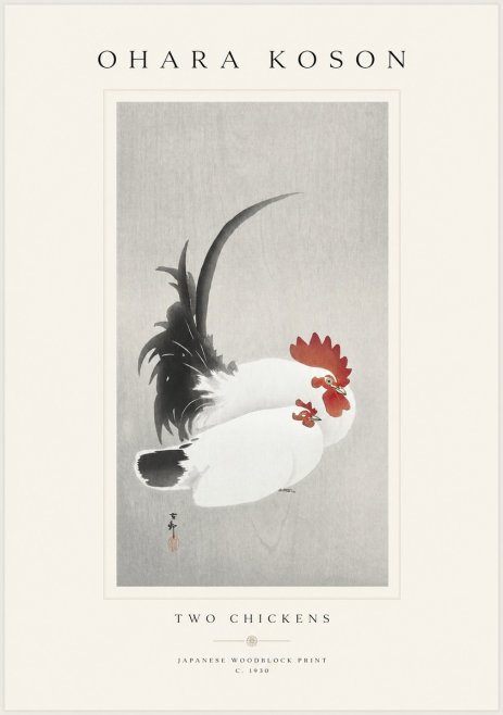 Ohara Koson Two Chickens No1 - Plakát