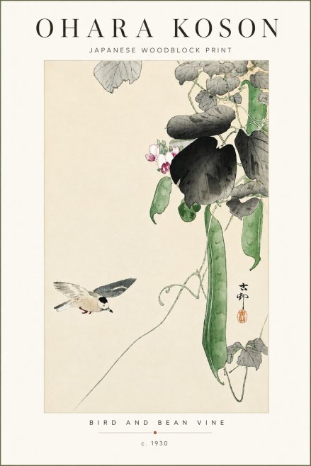 Ohara Koson Bird and Bean Vine No4 - Plakát