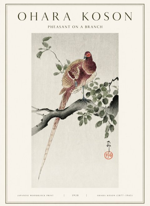 Ohara Koson Pheasant on a Branch No1 - Plakát