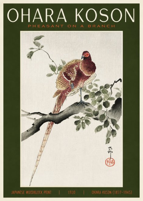 Ohara Koson Pheasant on a Branch No2 - Plakát