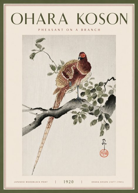 Ohara Koson Pheasant on a Branch No5 - Plakát