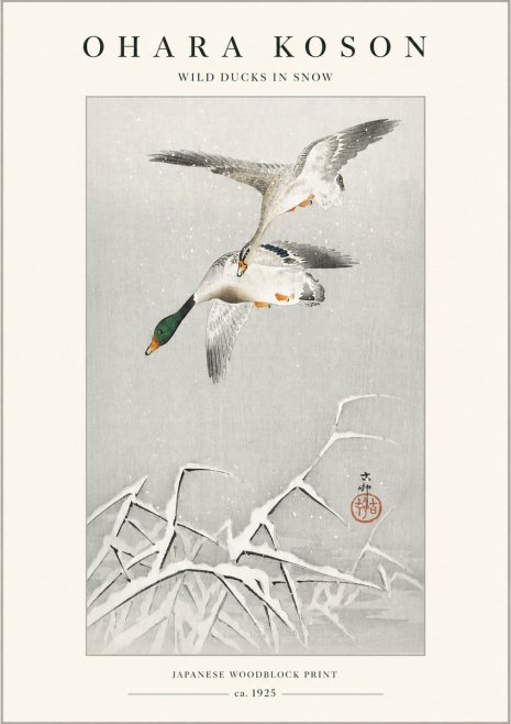 Ohara Koson Wild Ducks in Snow No1 - Plakát