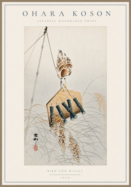 Ohara Koson Bird and Millet No3 - Plakát