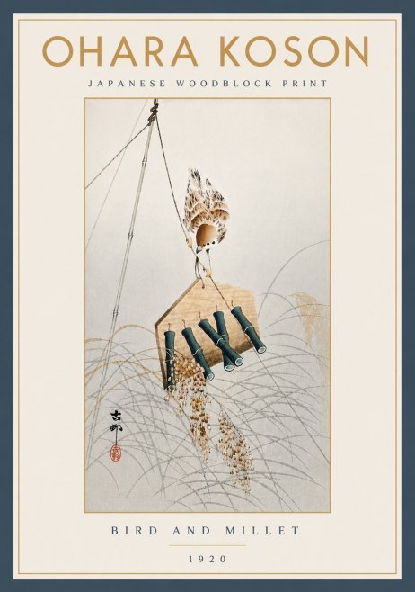 Ohara Koson Bird and Millet No5 - Plakát