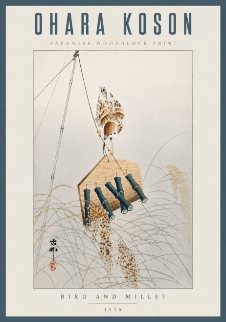 Ohara Koson Bird and Millet No6 - Plakát