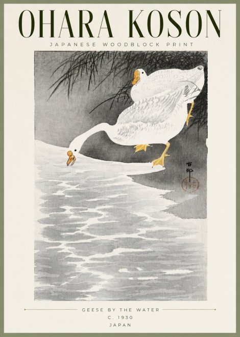 Ohara Koson Geese by the Water No2 - Plakát