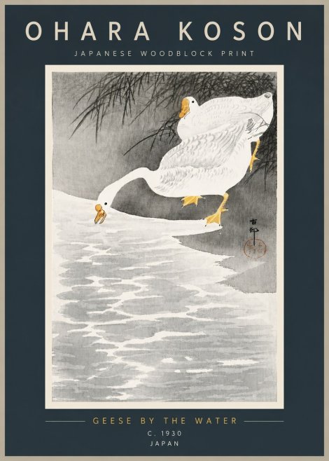 Ohara Koson Geese by the Water No3 - Plakát