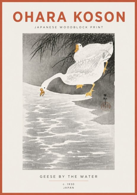 Ohara Koson Geese by the Water No4 - Plakát