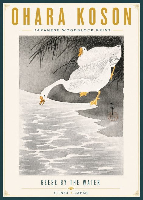 Ohara Koson Geese by the Water No6 - Plakát