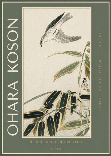 Ohara Koson Bird and Bamboo No2 - Plakát