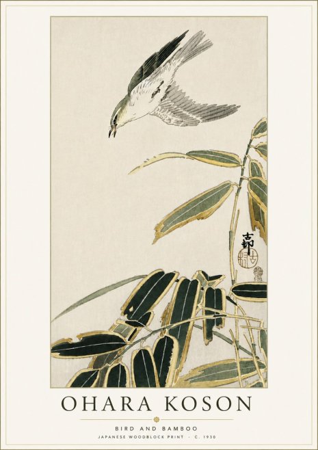 Ohara Koson Bird and Bamboo No4 - Plakát
