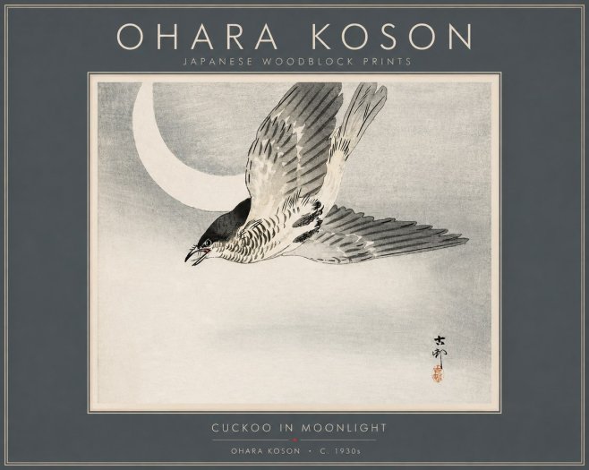 Ohara Koson Cuckoo in Moonlight No2 - Plakát