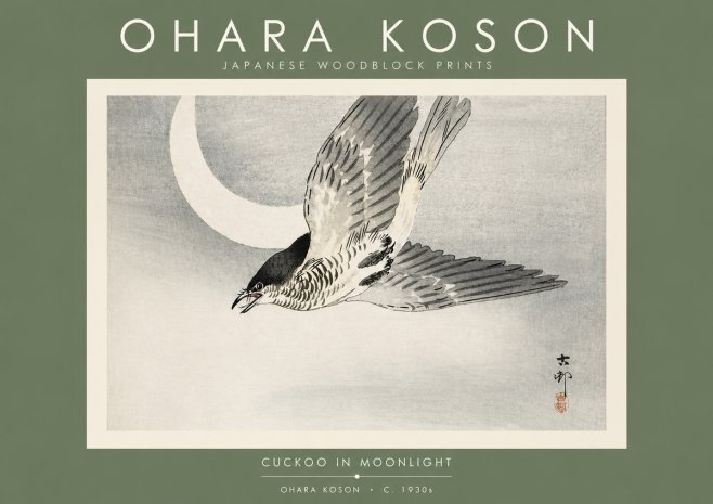 Ohara Koson Cuckoo in Moonlight No4 - Plakát