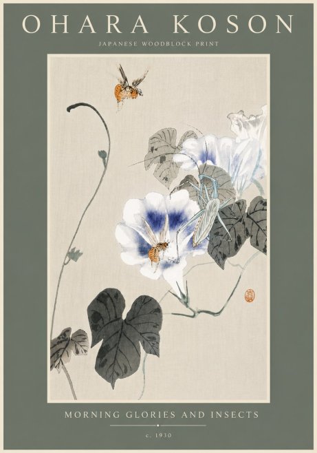 Ohara Koson Morning Glories and Insects No5 - Plakát