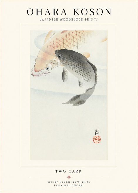 Ohara Koson Two Carp No1 - Plakát