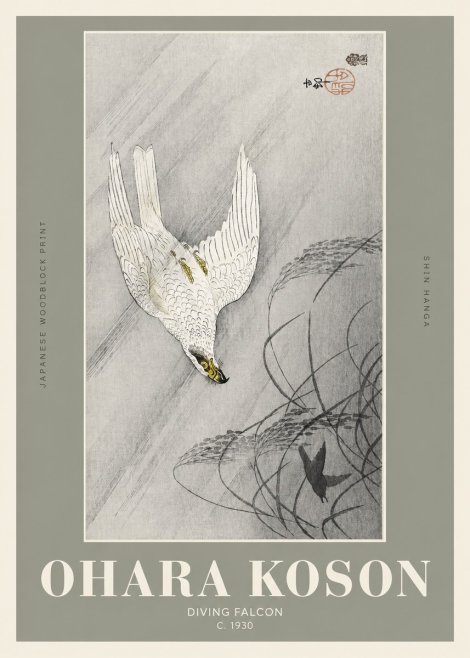 Ohara Koson Diving Falcon No2 - Plakát