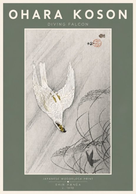 Ohara Koson Diving Falcon No4 - Plakát
