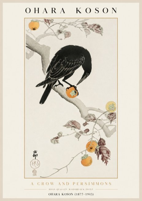 Ohara Koson A Crow and Persimmons No1 - Plakát