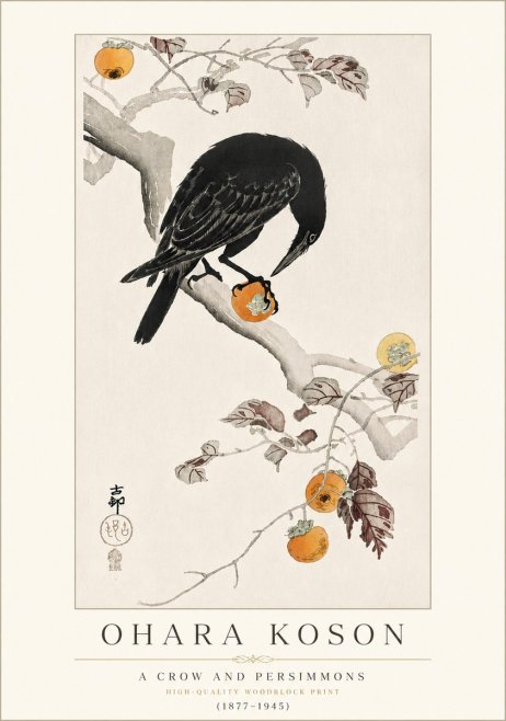 Ohara Koson A Crow and Persimmons No4 - Plakát
