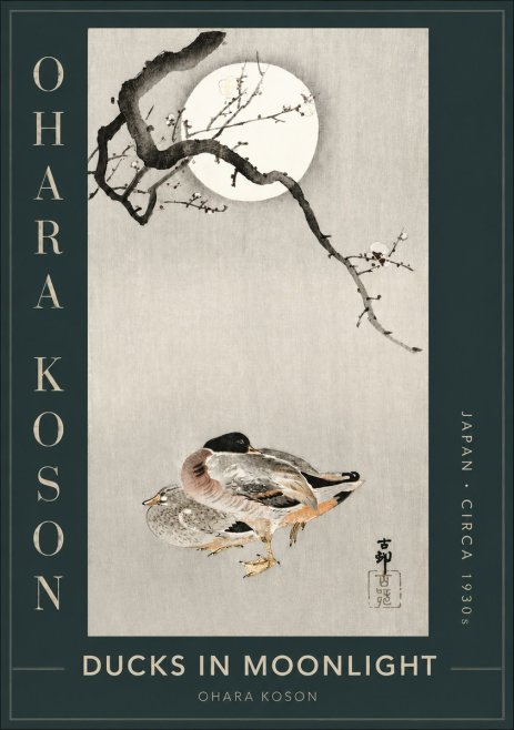 Ohara Koson Ducks in Moonlight No2 - Plakát