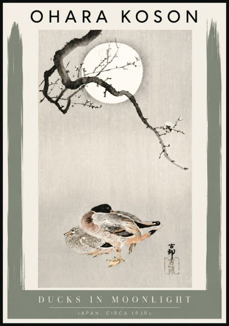 Ohara Koson Ducks in Moonlight No4 - Plakát