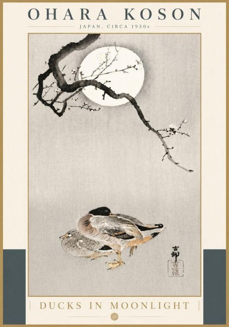 Ohara Koson Ducks in Moonlight No5 - Plakát