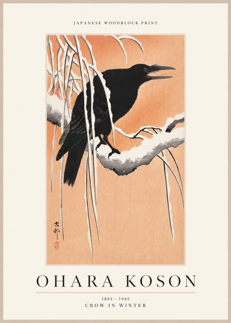 Ohara Koson Crow in Winter II No1 - Plakát