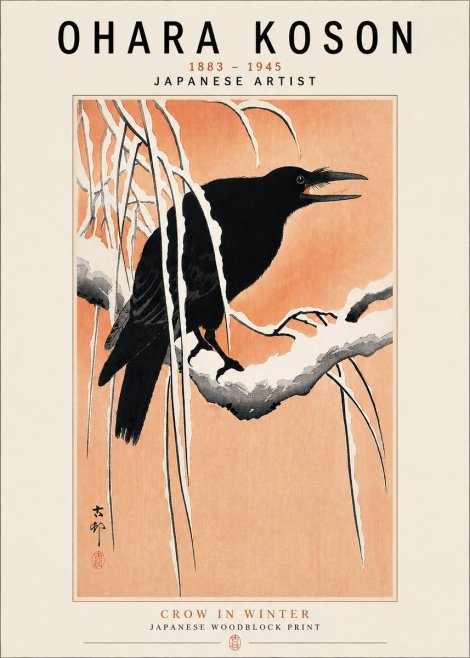 Ohara Koson Crow in Winter II No3 - Plakát