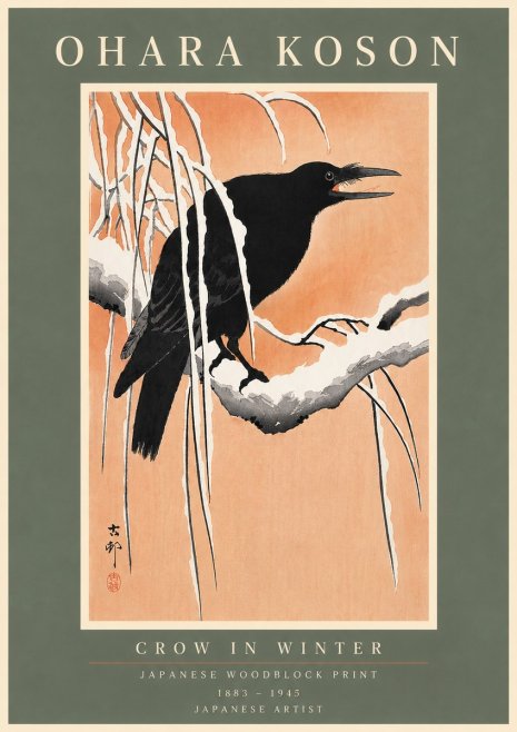 Ohara Koson Crow in Winter II No5 - Plakát