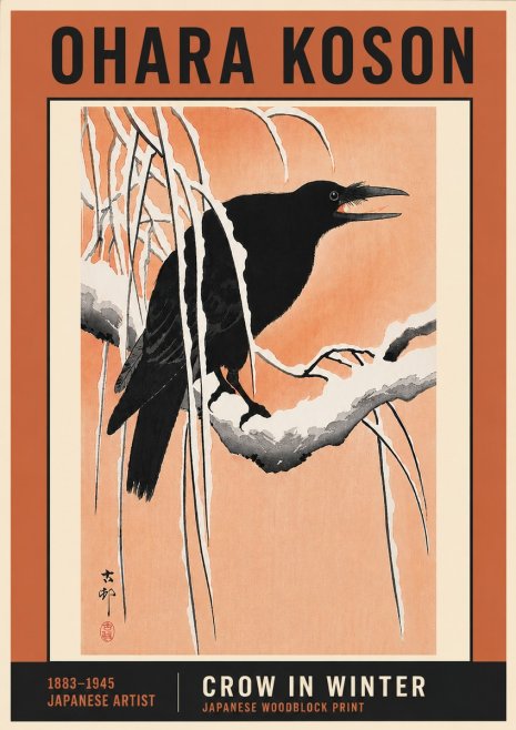Ohara Koson Crow in Winter II No6 - Plakát