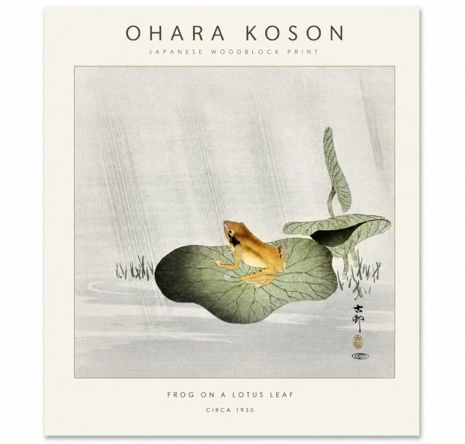 Ohara Koson Frog on a Lotus Leaf No1 - Plakát