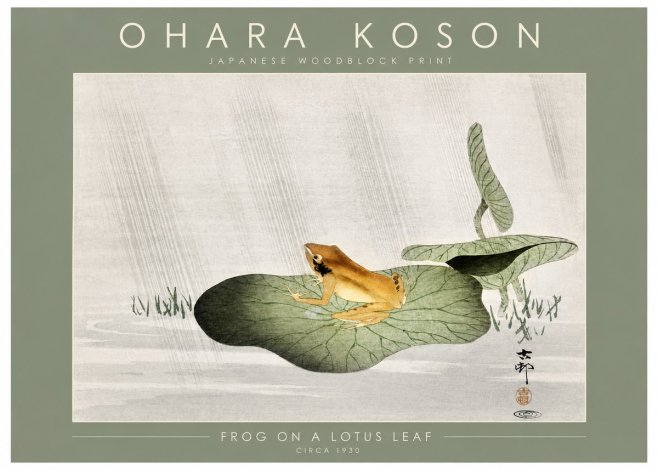 Ohara Koson Frog on a Lotus Leaf No2 - Plakát