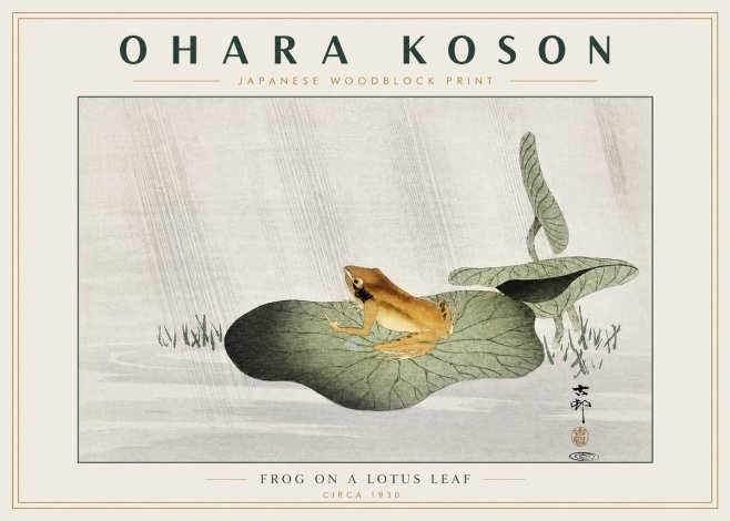 Ohara Koson Frog on a Lotus Leaf No3 - Plakát