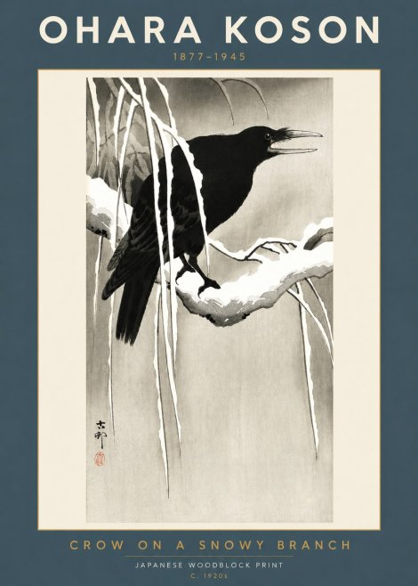 Ohara Koson Crow on a Snowy Branch III No2 - Plakát
