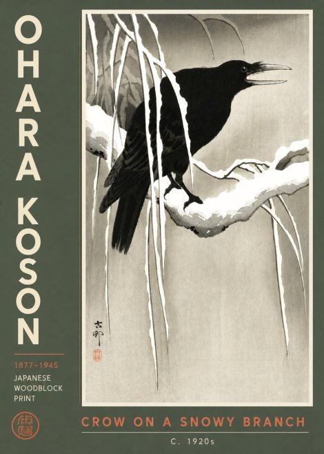 Ohara Koson Crow on a Snowy Branch III No3 - Plakát