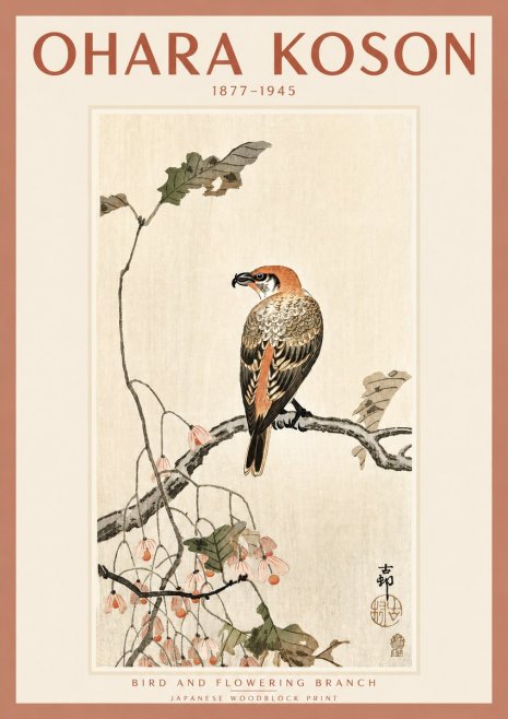 Ohara Koson Bird and Flowering Branch No2 - Plakát
