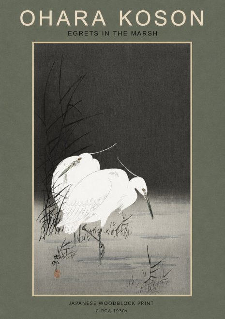 Ohara Koson Egrets in the Marsh No2 - Plakát