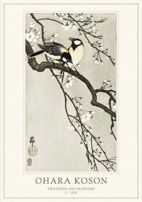 Ohara Koson Two Birds and Blossoms II No1 - Plakát