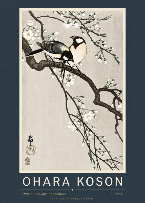 Ohara Koson Two Birds and Blossoms II No4 - Plakát