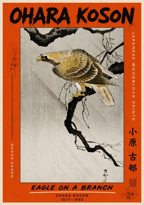 Ohara Koson Eagle on a Branch II No4 - Plakát