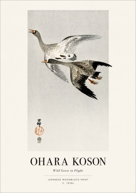 Ohara Koson Wild Geese in Flight III No1 - Plakát