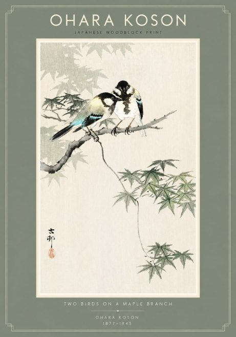 Ohara Koson Two Birds on a Maple Branch No4 - Plakát