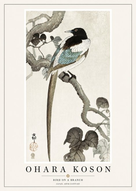 Ohara Koson Bird on a Branch IV No1 - Plakát