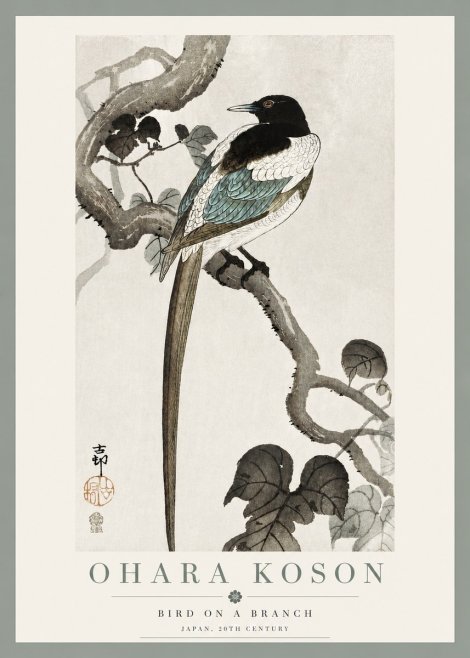 Ohara Koson Bird on a Branch IV No3 - Plakát