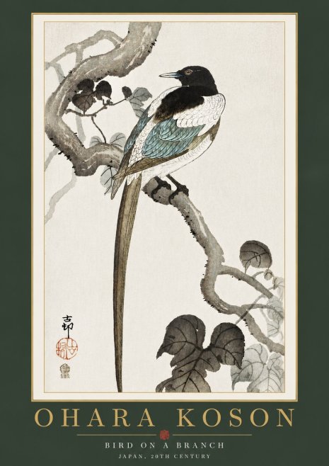 Ohara Koson Bird on a Branch IV No4 - Plakát