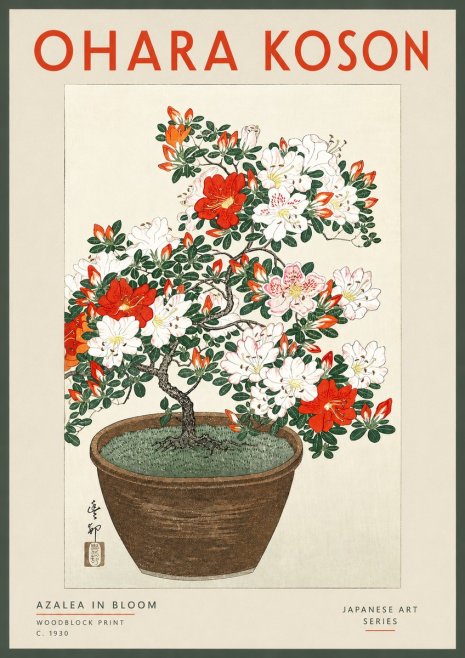 Ohara Koson Azalea in Bloom No2 - Plakát